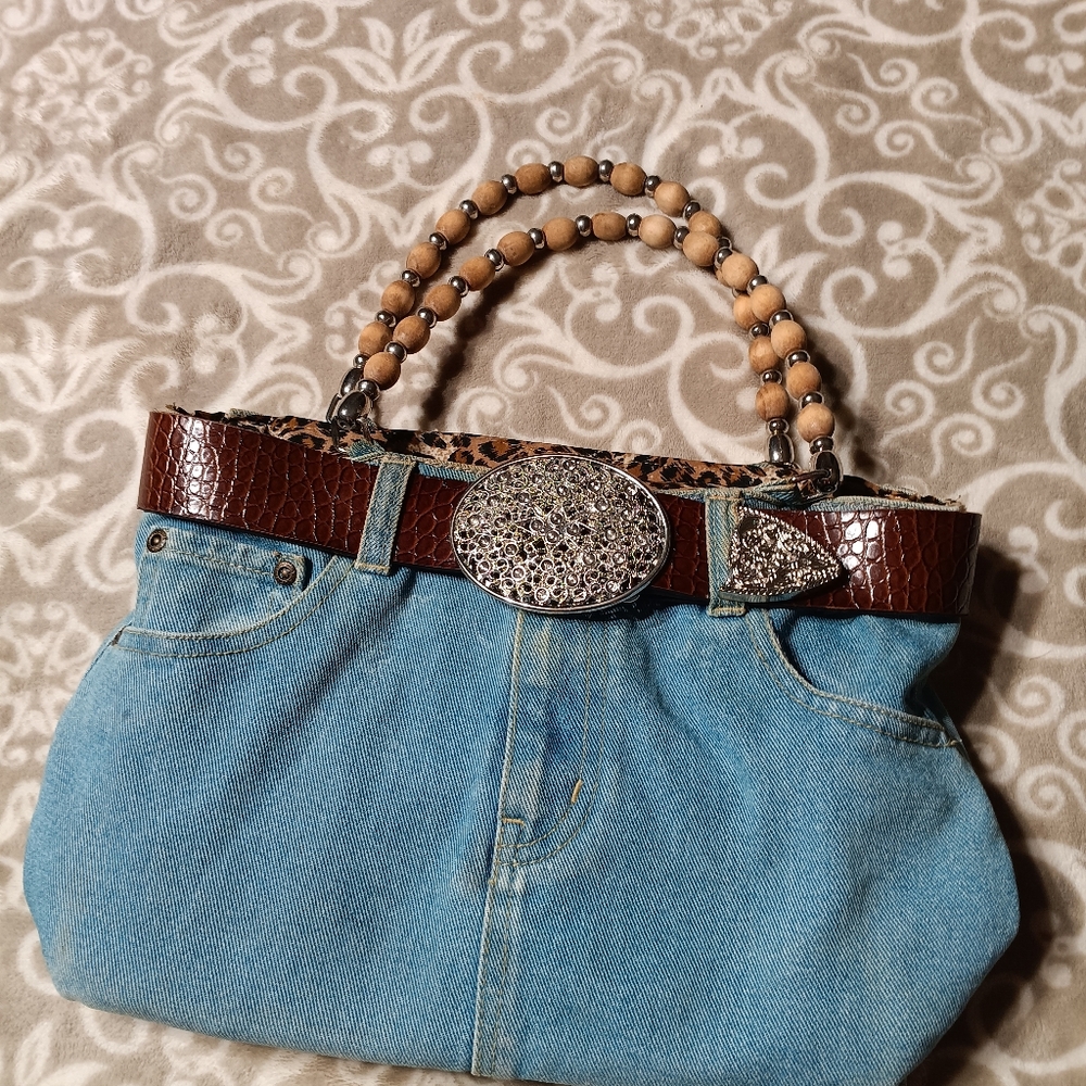 Western belted denim handbag - Picture 7 of 10
